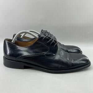 Mezlan Cap Toe Derby Shoes Men Size 12 W Black Leather Square Toe Dress Oxford